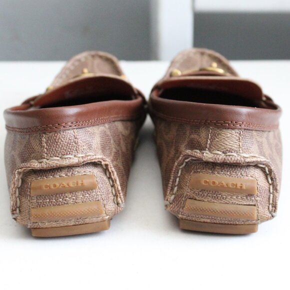 COACH Women's Signature Leather Crosby Driver Brown Tan Turn- Lock Loafers 7.5 - Picture 3 of 8